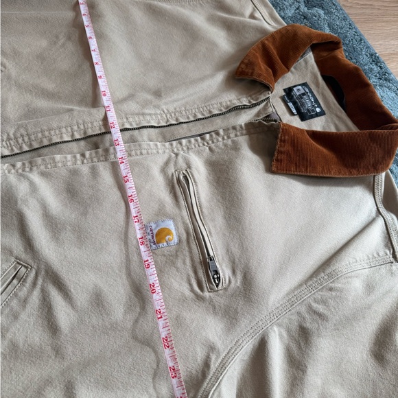 Carhartt Tan Work Jacket with Brown Corduroy Collar - Picture 4 of 6
